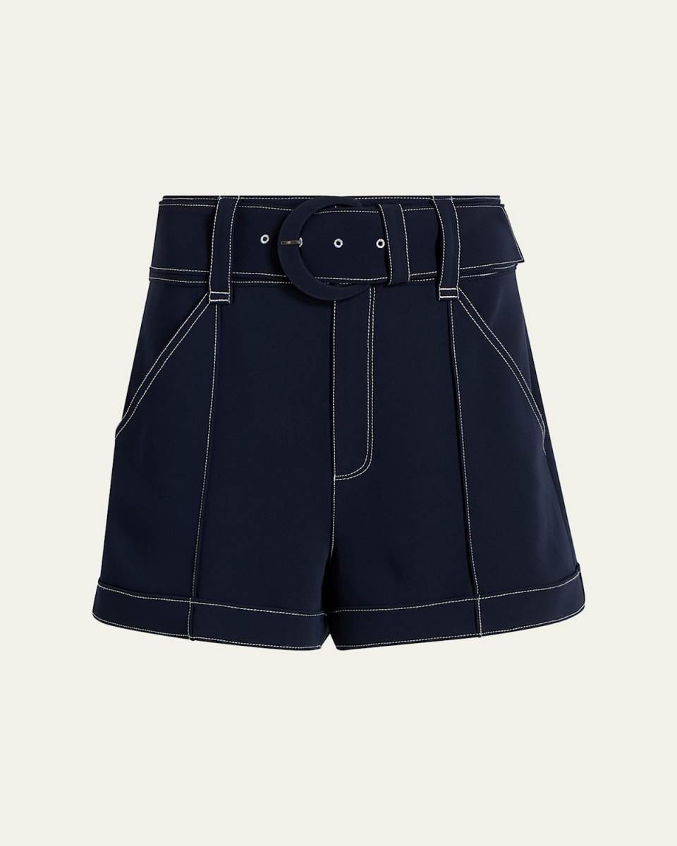 Aldi Belted Topstitch Shorts
